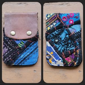 🪬🍄 Free People Boho Embroidered Repurposed vtg banjara hippie Wallet card case